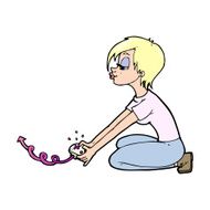 Cartoon Girl Playing Computer Games N17