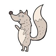 cartoon waving wolf N28