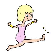 cartoon happy woman kicking N15