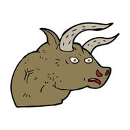 cartoon angry bull head N12