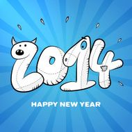 happy new year 2014 hand drawing card poster