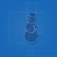 Snowman symbol drawn as blueprint
