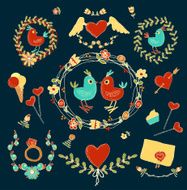 Vintage frames and hand-drawn Love decorative elements N3