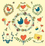 Vintage frames and hand-drawn Love decorative elements N4