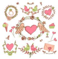 Vintage frames and hand-drawn Love decorative elements N8