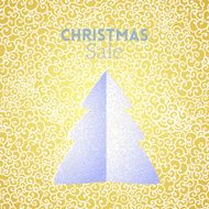 Gold Christmas Tree Sale doodle seamless pattern