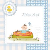 baby bathe in a small pool shower announcement card N10