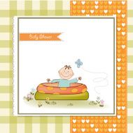 baby bathe in a small pool shower announcement card N11