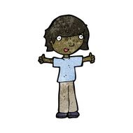 cartoon boy giving thumbs up symbol N21