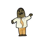 cartoon waving man with mustache N18