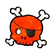 cartoon skull with pirate eye patch N6