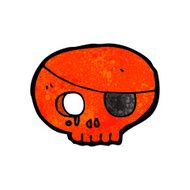 cartoon skull with pirate eye patch N7