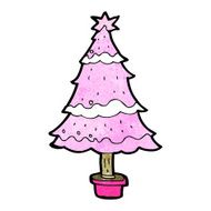 cartoon pink christmas tree N19