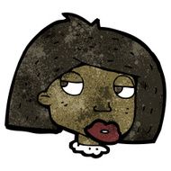 cartoon annoyed female face N15