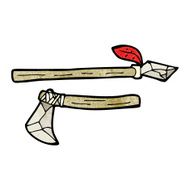 cartoon primitive axe and spear