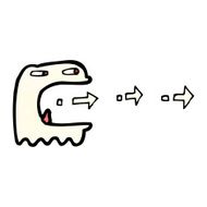 cartoon ghost with arrows N2