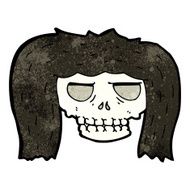 cartoon skull with hair N2