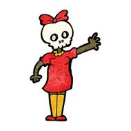 cartoon spooky skull head girl N4