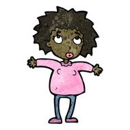 cartoon woman shrugging shoulders N718
