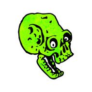 cartoon spooky green skull N12