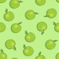 vector seamless pattern of apples on green background