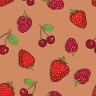 vector seamless pattern of berries on brown background