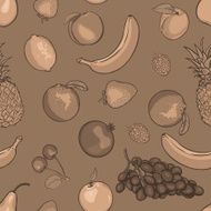 vector seamless sepia pattern of fruits