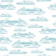 Seamless sea hand drawn pattern with ships N2
