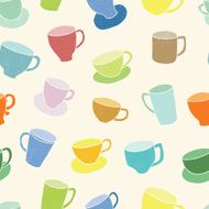 Colorful cups seamless vector pattern
