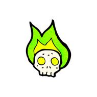 flaming spooky skull cartoon N4