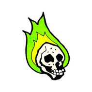 flaming spooky skull cartoon N5