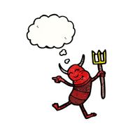 cartoon little devil with pitchfork N3