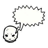 spooky skull symbol with speech bubble N9