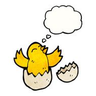 hatching chick with thought bubble N4