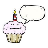 cartoon cupcake with speech bubble N34
