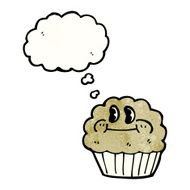 cartoon muffin with thought bubble N5