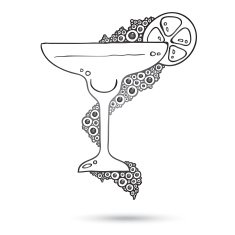 Wine Glass With The Doodle Circular Pattern Grunge Background