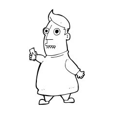 cartoon nervous man with tickets N14