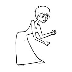 cartoon woman in dress gesturing N13