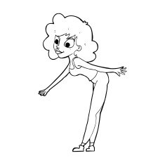 cartoon woman reaching to pick something up N14