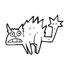 cartoon frightened black cat N5