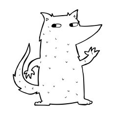 cartoon wolf waving N10