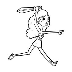 cartoon viking girl with sword N10