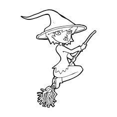 cartoon witch riding broomstick N27