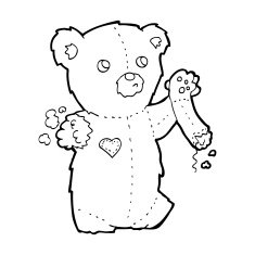 cartoon teddy bear with torn arm N5