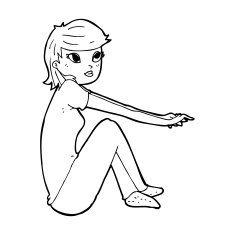 cartoon pretty girl sitting N13