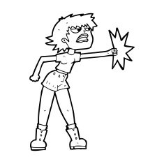 cartoon woman punching N13