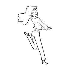cartoon happy girl kicking out leg N13