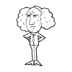 cartoon big hair lecturer man N11