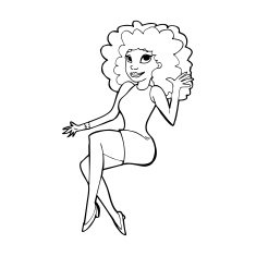 cartoon sitting woman waving N13